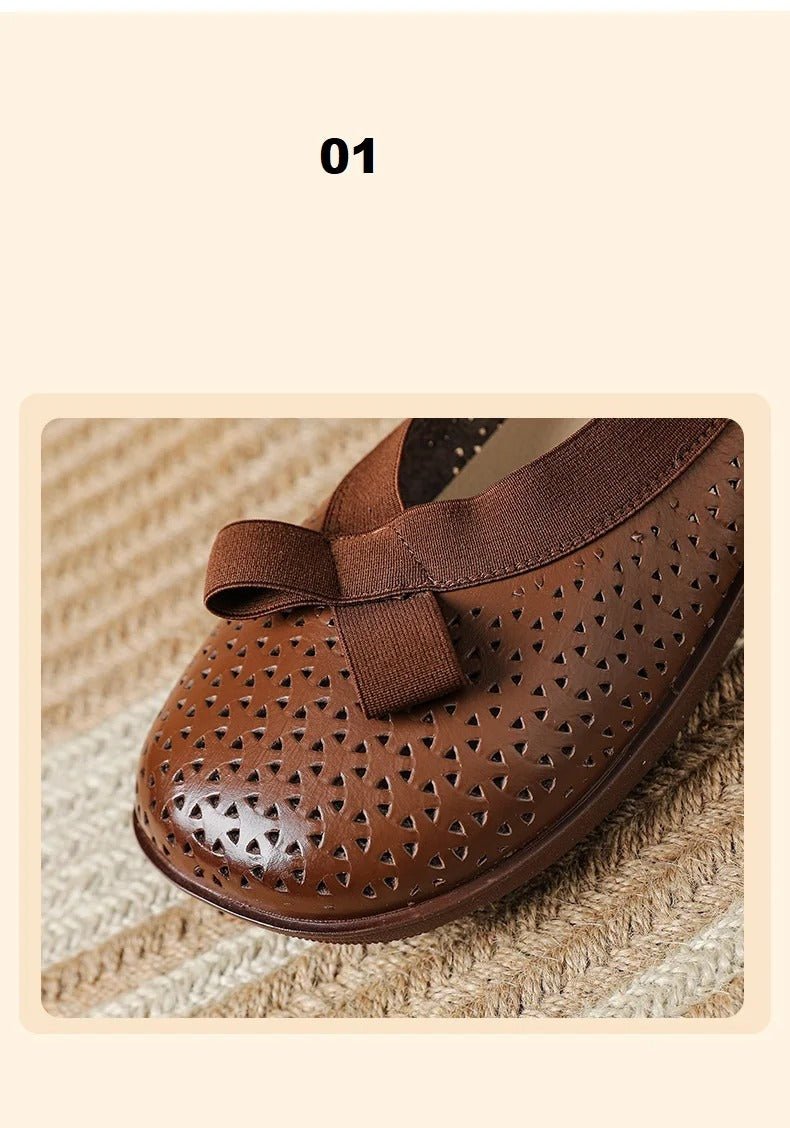 New hollowed ballet flats – women's, round toe, shallow, for elderly, summer/autumn, driving moccasins, slip-on