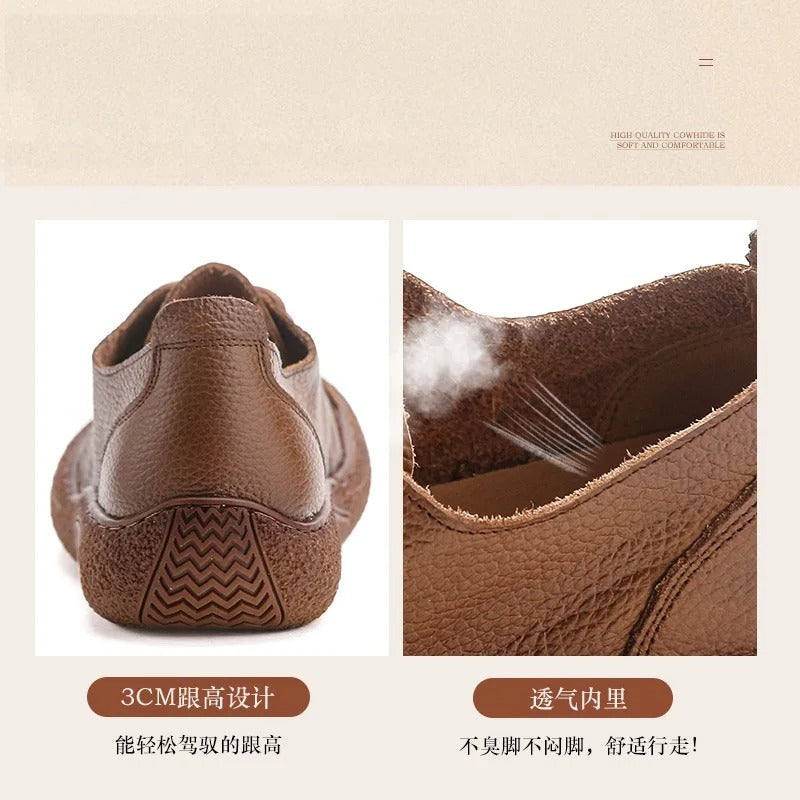 2025 trendy real leather flats – women's tied-up, handmade, driving moccasins, oxfords, rubber sneakers