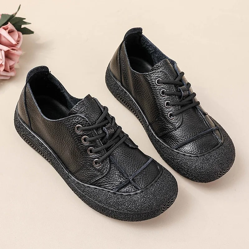 2025 trendy real leather flats – women's tied-up, handmade, driving moccasins, oxfords, rubber sneakers
