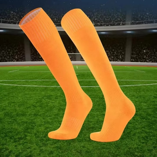Adult non-slip towel bottom thick long tube socks – solid color, sport, football & basketball