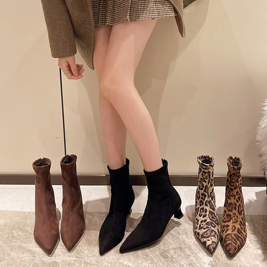 8297 sexy winter leopard ankle boots – pointed toe, 4 colors, size 35-43, hot-selling, 2025 new design