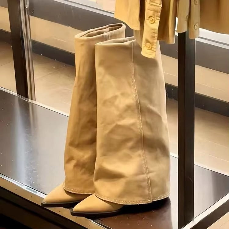 Autumn-winter new pointed thick-heel pants boots 820-1 – women's, retro long, high-heel, western cowboy