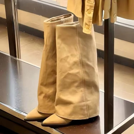 Autumn-winter new pointed thick-heel pants boots 820-1 – women's, retro long, high-heel, western cowboy