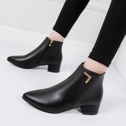Solid color simple ankle boots – PU and suede A155