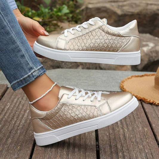 1029 2025 new design golden fish scales PU sneakers – women's, size 36-42, sports casual
