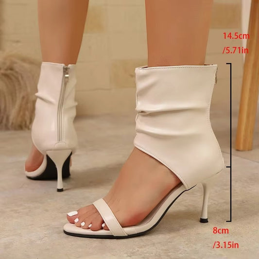 High-heeled short boots A868 – summer new, pointed/exposed toe, thin heel, cool