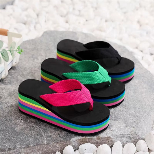 333 new summer rainbow thick sole sandals & slippers – anti-slip beach shoes