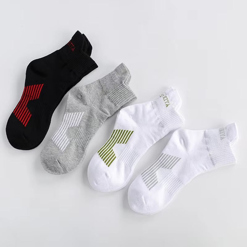 Unisex black gray sport ankle socks – athletic cotton, padded