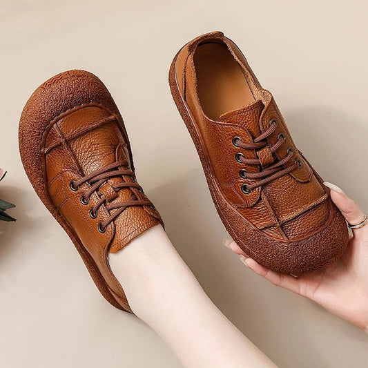 2025 trendy real leather flats – women's tied-up, handmade, driving moccasins, oxfords, rubber sneakers