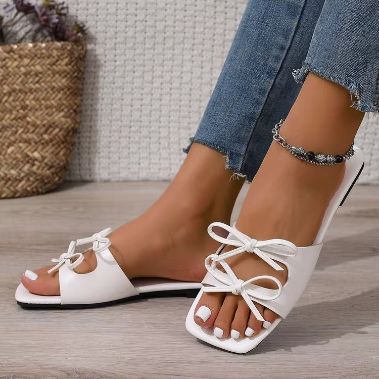 2386-55 fairy style beach sandals – new summer, bow, women's flat sandals