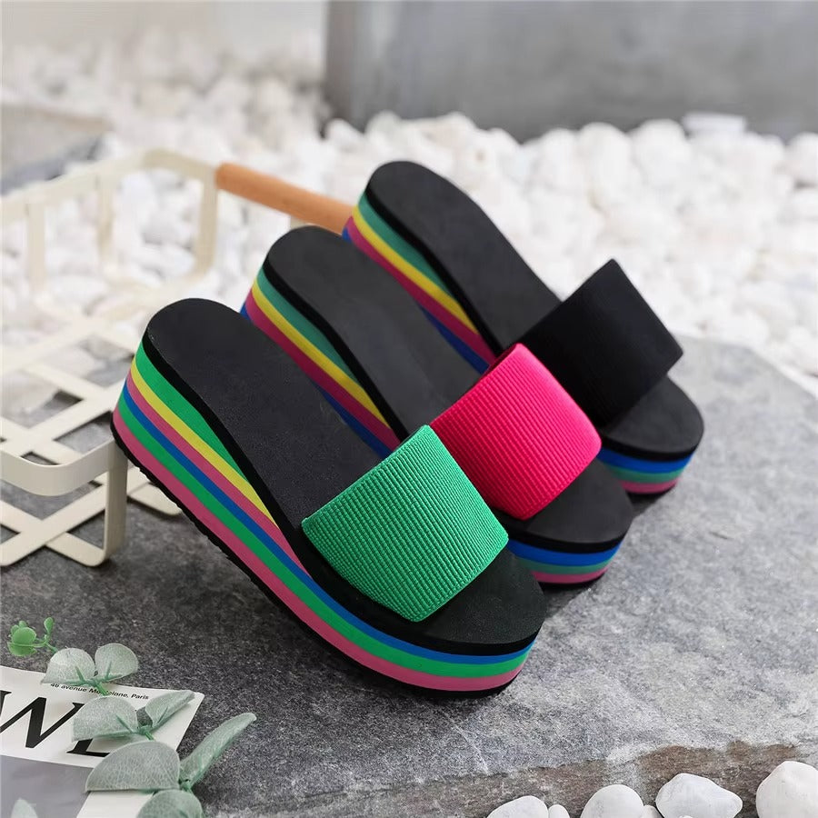 333 new summer rainbow thick sole sandals & slippers – anti-slip beach shoes
