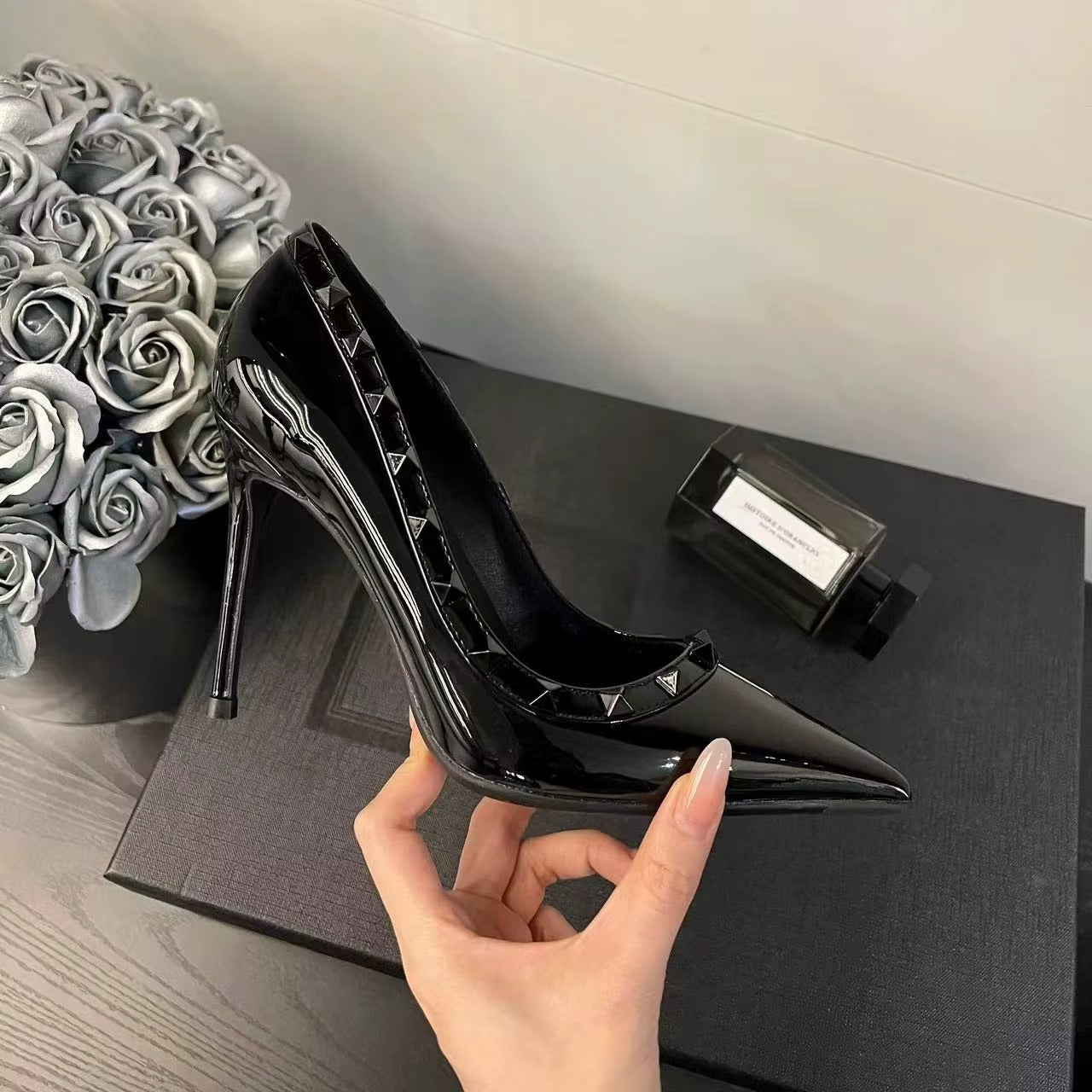 2158 black women's high heels – 7cm, lady, business, sexy, pure black