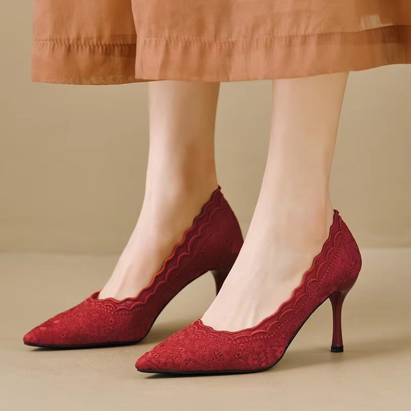 108-1 lace bridal shoes – 8cm heels, 2025 new, size 35-42, factory direct