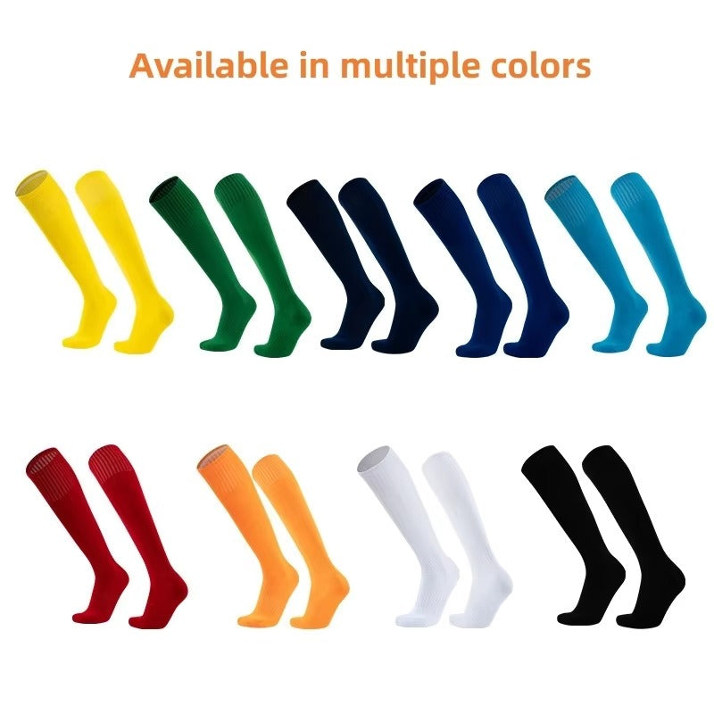 Adult non-slip towel bottom thick long tube socks – solid color, sport, football & basketball