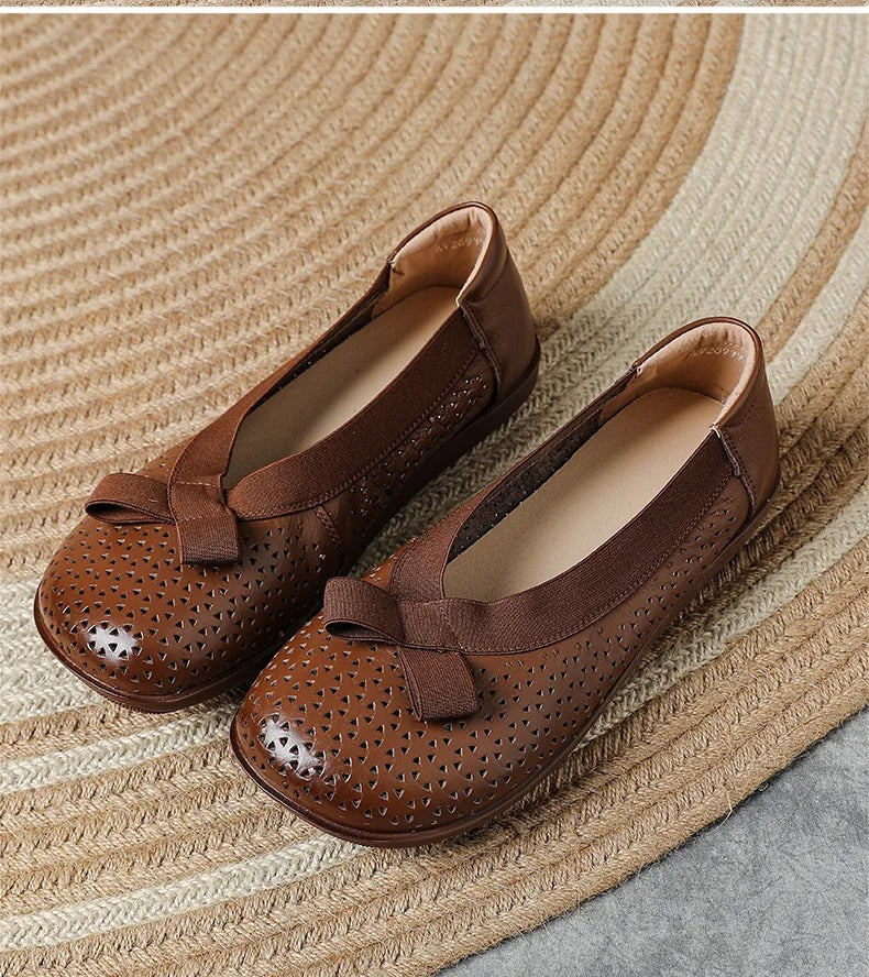 New hollowed ballet flats – women's, round toe, shallow, for elderly, summer/autumn, driving moccasins, slip-on