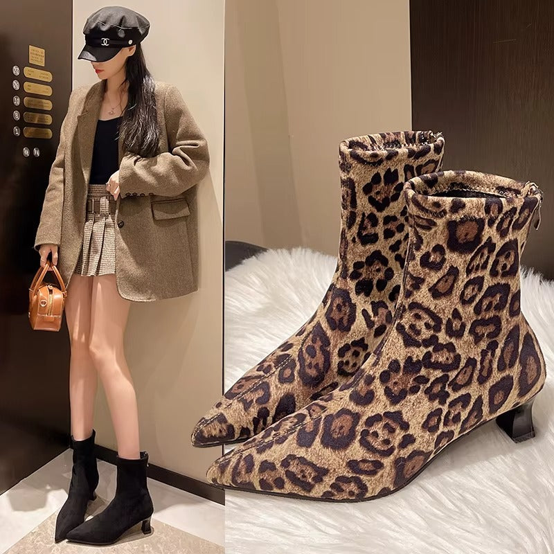 8297 sexy winter leopard ankle boots – pointed toe, 4 colors, size 35-43, hot-selling, 2025 new design