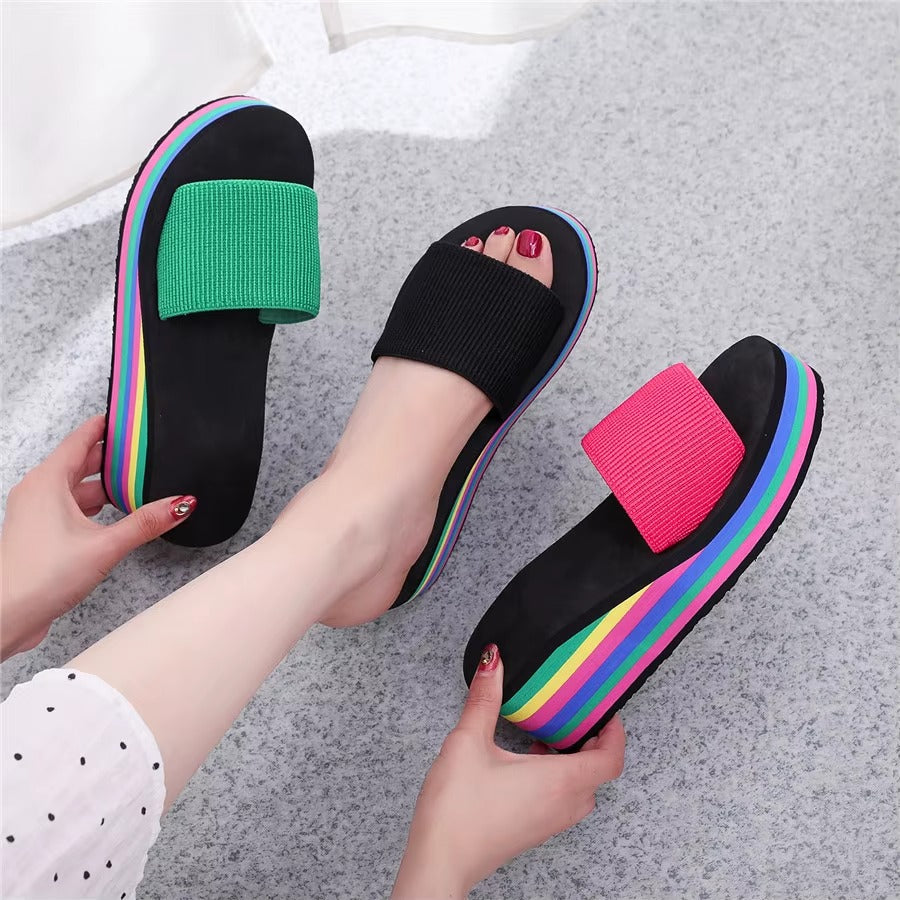 333 new summer rainbow thick sole sandals & slippers – anti-slip beach shoes