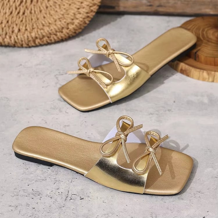 2386-55 fairy style beach sandals – new summer, bow, women's flat sandals