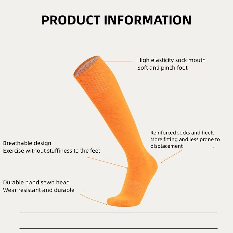 Adult non-slip towel bottom thick long tube socks – solid color, sport, football & basketball