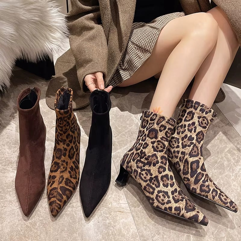 8297 sexy winter leopard ankle boots – pointed toe, 4 colors, size 35-43, hot-selling, 2025 new design