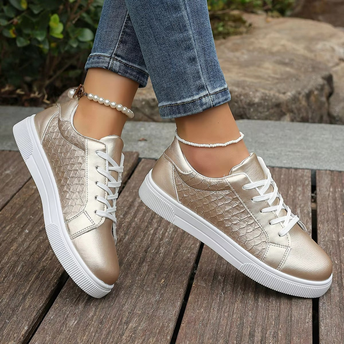 1029 2025 new design golden fish scales PU sneakers – women's, size 36-42, sports casual