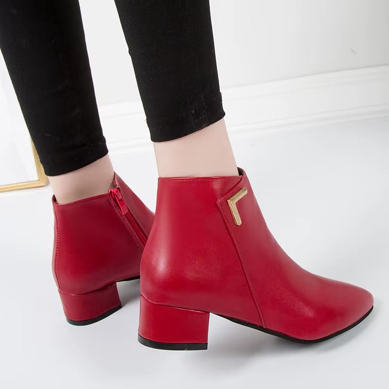 Solid color simple ankle boots – PU and suede A155