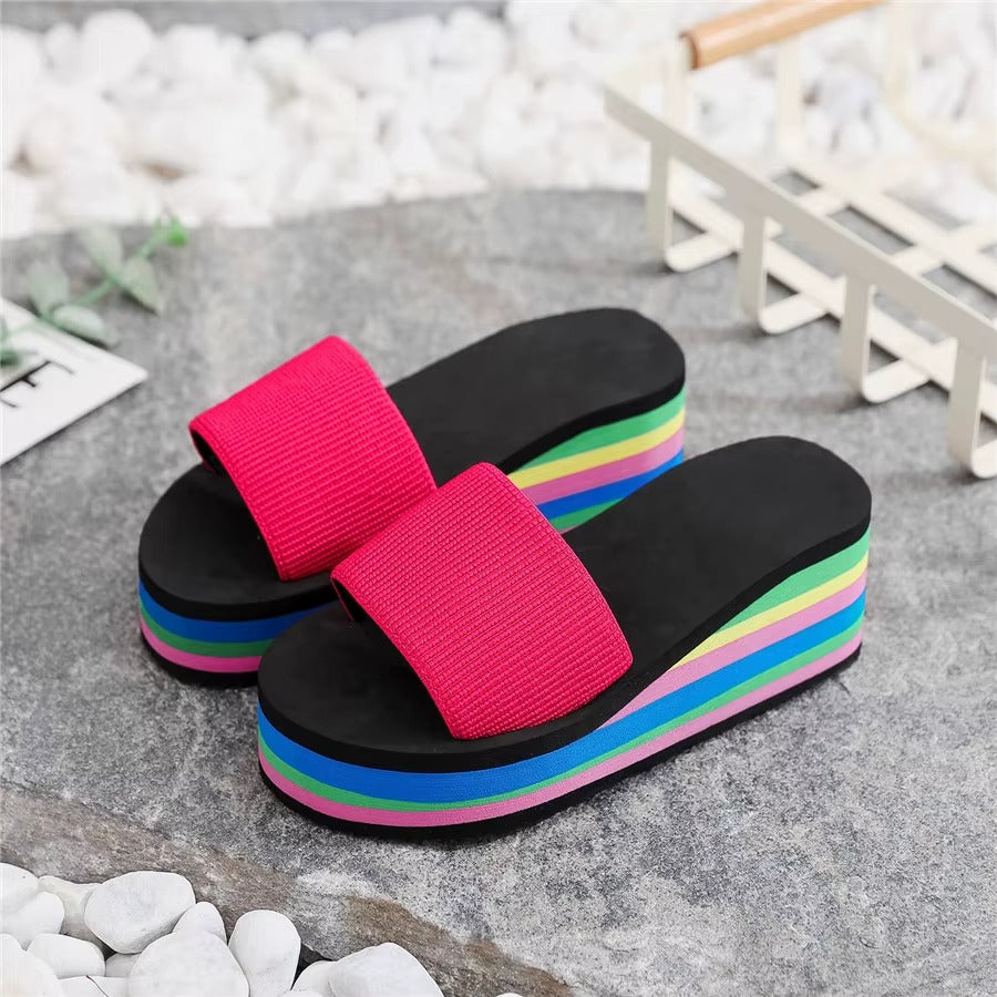 333 new summer rainbow thick sole sandals & slippers – anti-slip beach shoes