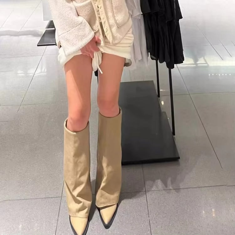 Autumn-winter new pointed thick-heel pants boots 820-1 – women's, retro long, high-heel, western cowboy