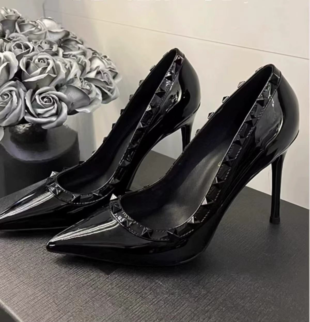 2158 black women's high heels – 7cm, lady, business, sexy, pure black