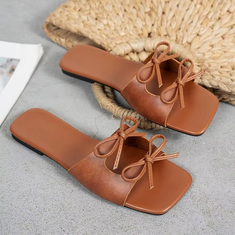 2386-55 fairy style beach sandals – new summer, bow, women's flat sandals