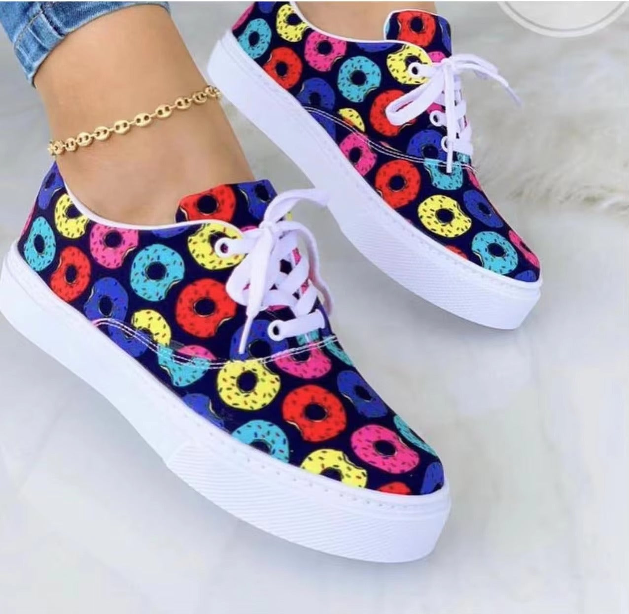 Women's cartoon graffiti casual sneakers 183