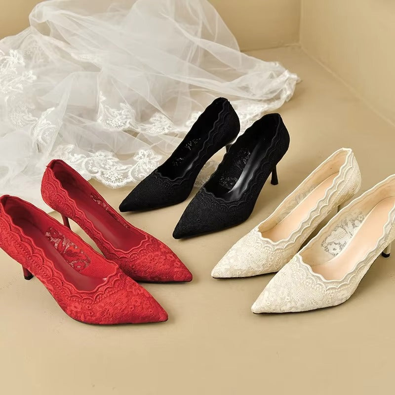 108-1 lace bridal shoes – 8cm heels, 2025 new, size 35-42, factory direct