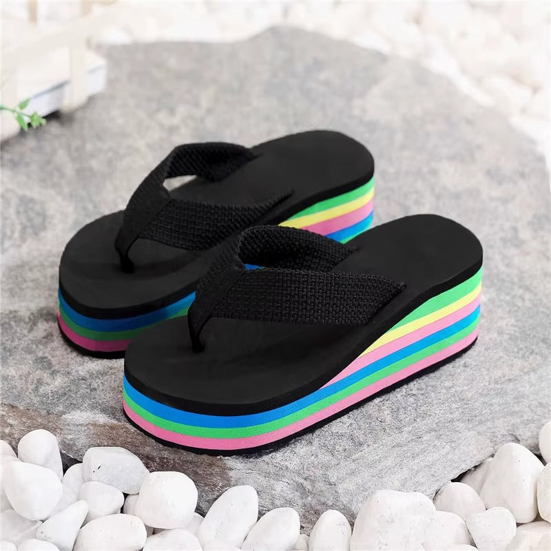 333 new summer rainbow thick sole sandals & slippers – anti-slip beach shoes