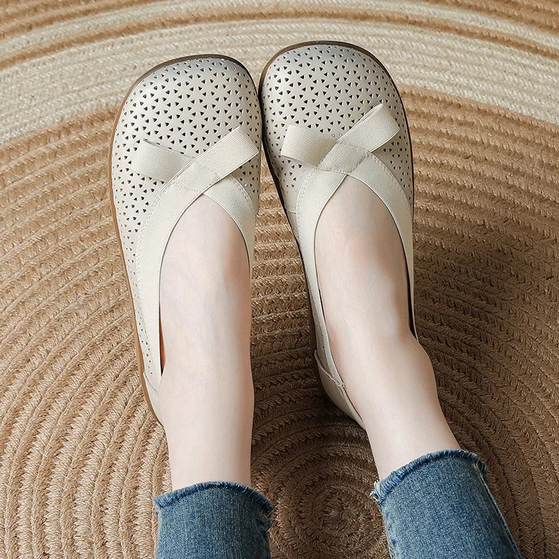New hollowed ballet flats – women's, round toe, shallow, for elderly, summer/autumn, driving moccasins, slip-on