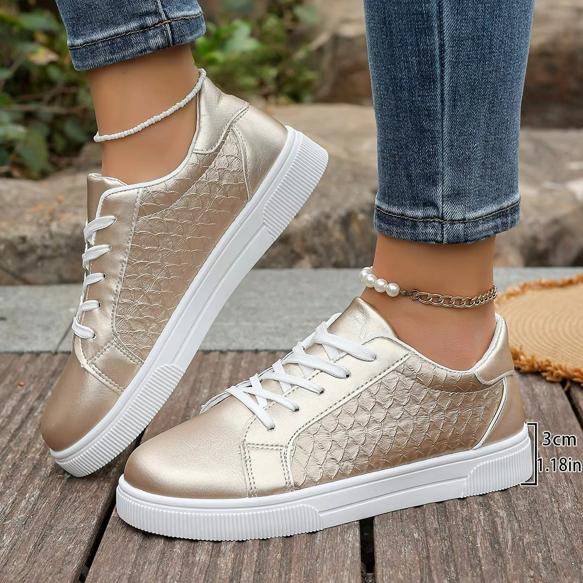 1029 2025 new design golden fish scales PU sneakers – women's, size 36-42, sports casual