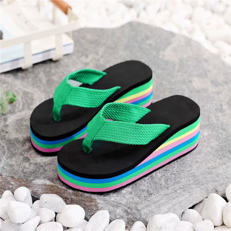 333 new summer rainbow thick sole sandals & slippers – anti-slip beach shoes