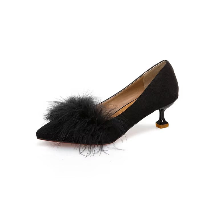 New style plush pointed toe ladies' high heels 8899