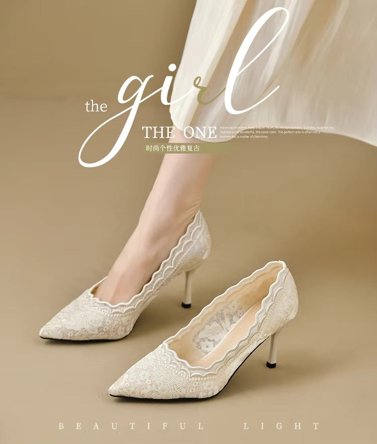 108-1 lace bridal shoes – 8cm heels, 2025 new, size 35-42, factory direct