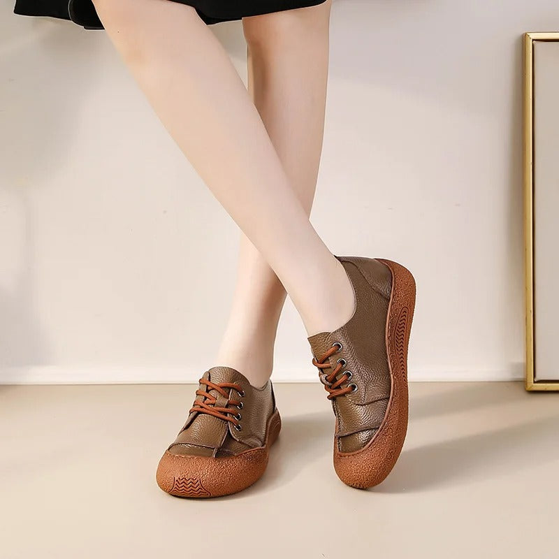 2025 trendy real leather flats – women's tied-up, handmade, driving moccasins, oxfords, rubber sneakers