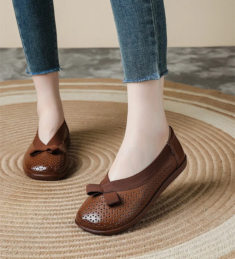 New hollowed ballet flats – women's, round toe, shallow, for elderly, summer/autumn, driving moccasins, slip-on