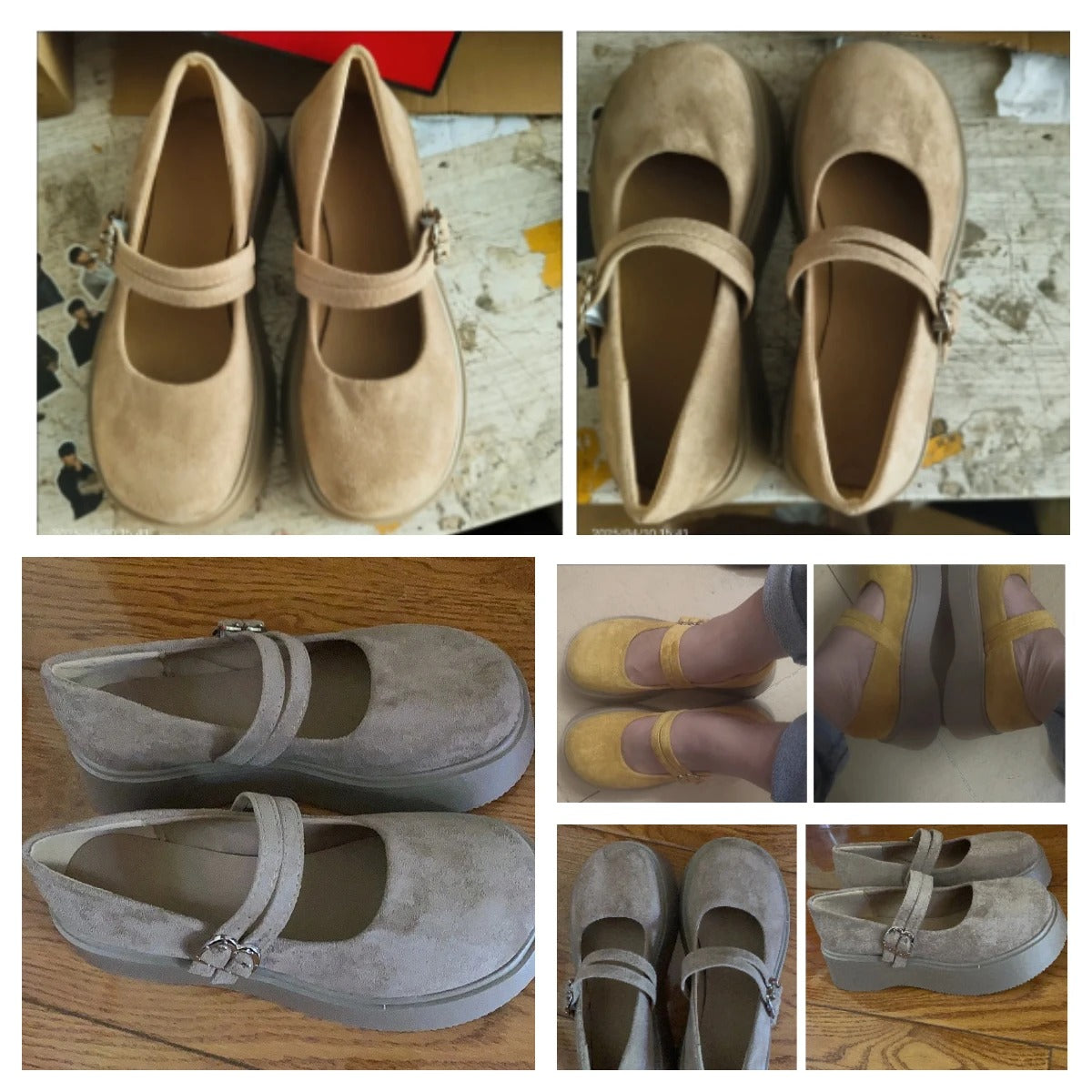 New wide-foot Mary Jane shoes – women's summer dressy flats, platform faux suede, shallow mouth loafers